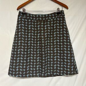 Boden A-Line Skirt with Blue and Brown Design